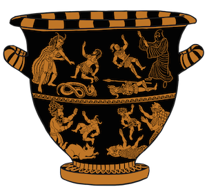 Vase showing the initiation of Orlanth and each pit